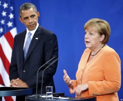 Obama and Merkel strongly condemned the “barbaric” attacks Russia and Assad’s army in Aleppo