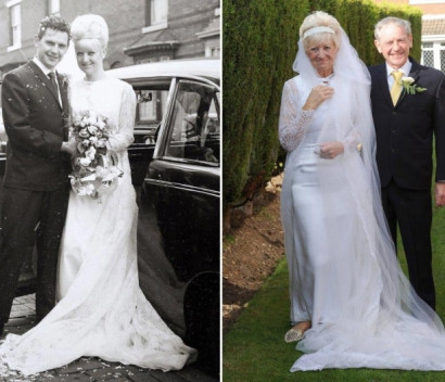 Ամուսնական 50-ամյակը տարեց զույգը նշել է հարսանիքի օրվա զգեստներով