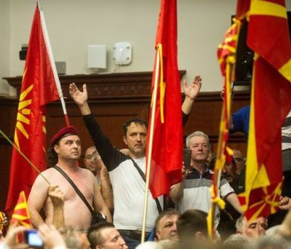 Protesters attack Macedonian lawmakers and injure Social Democratic leader after leadership vote