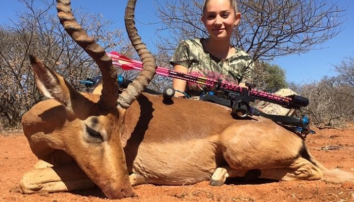 Preteen huntress receives death threats after posting pictures with the many exotic animals she's killed