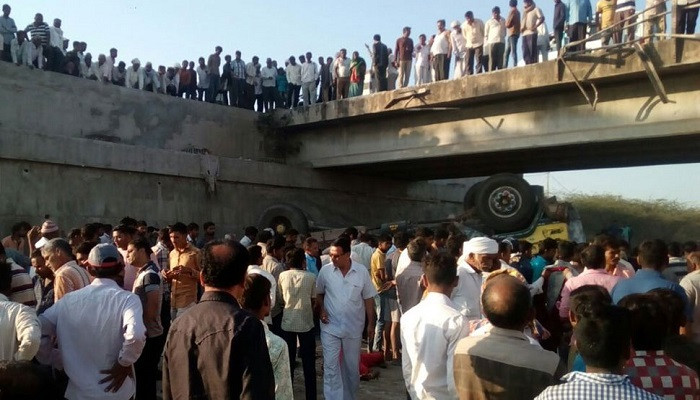At least 26 killed as truck going to a marriage falls into drain in Gujarat's Bhavnagar
