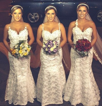 'I do, I do, I do': The moment identical triplets married on the same day at the same time