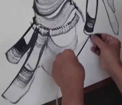 Sri Krishna painting with thread