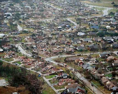 Aerial footage of Texas tornado damage