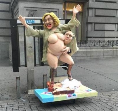 Naked Hillary Clinton statue stirs confrontation in New York City