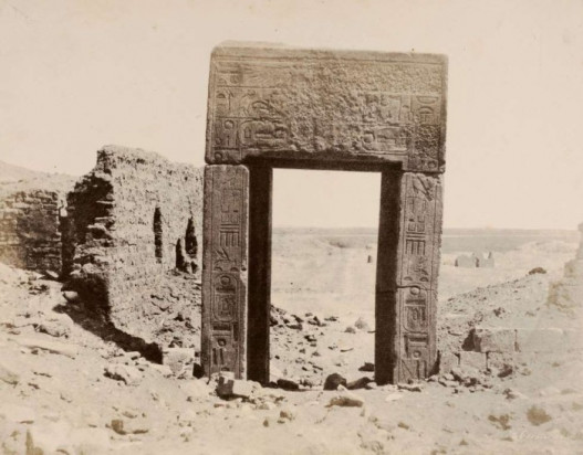 Gate made of pink granite. Thebes, 1854. Photographer: John Beasly Greene