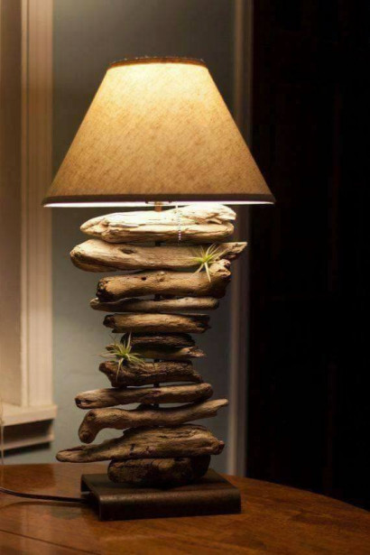 Table Lamp Made Of Wood In Rustic Style