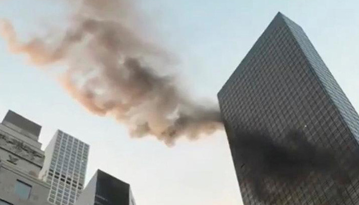 Trump Tower on fire in Midtown Manhattan