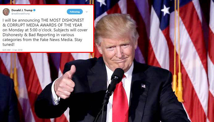Donald Trump faces backlash as he reveals 'Fake News Awards' winners