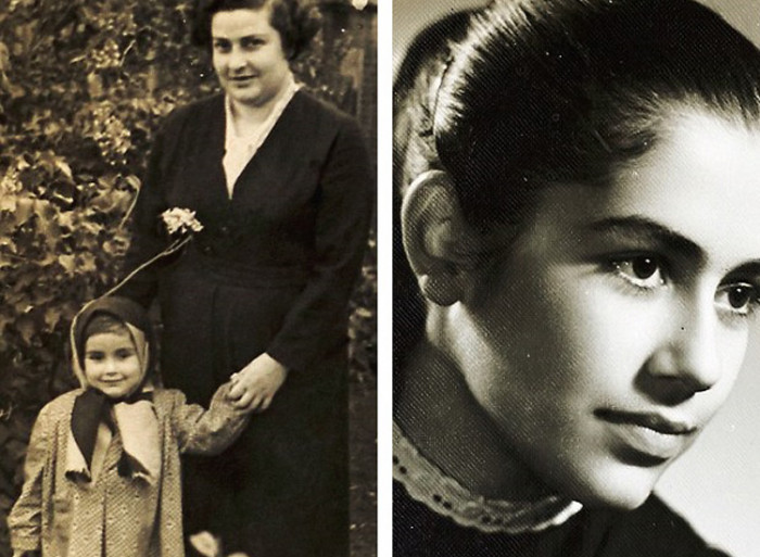 Nouneh as a toddler with her mother and aged 16 in communist Armenia