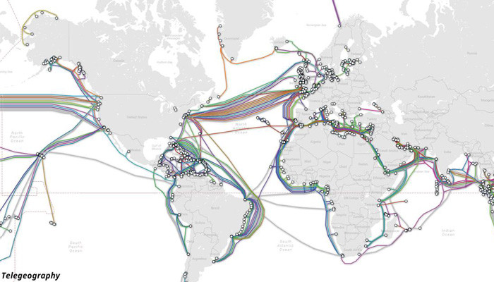 This incredible map shows the undersea cables that keep the internet alive