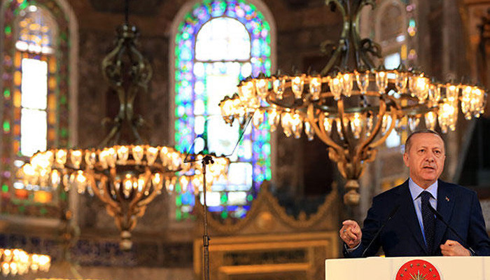 Turkish president Erdogan recites Islamic prayer at Hagia Sophia despite historic link to secularism