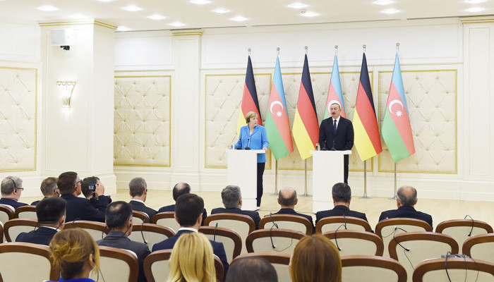 Состоялась совместная пресс-конференция президента Азербайджана и канцлера Германии