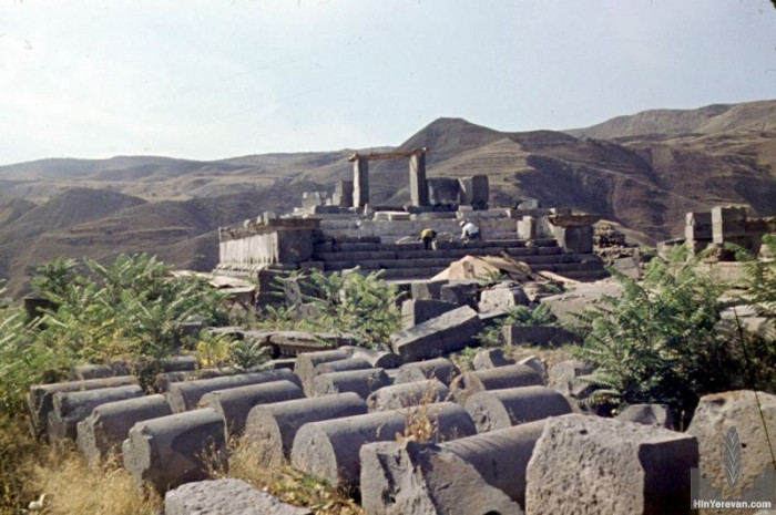 Գառնու հեթանոսական տաճարը՝ վերականգնումից առաջ, 1968թ.