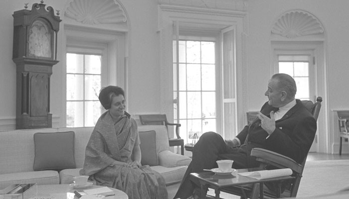 Ինդիրա Գանդին և ԱՄՆ նախագահ Լինդոն Բ. Ջոնսոնը` Սպիտակ տանը