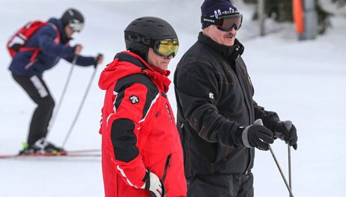 Как Путин и Лукашенко катались в Сочи на лыжах