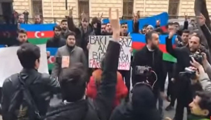 Azerbaijanis stage action against Armenians, Russians and Iranians