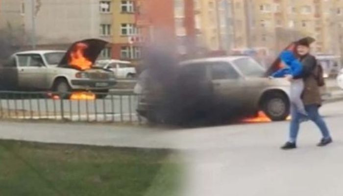 В Сети появилось видео спасения ребенка из горящей машины в Тюмени