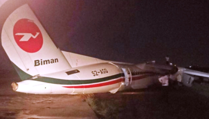 Biman plane crashes in Yangon airport