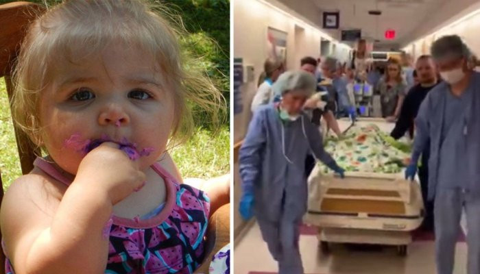 Heartbreaking moment mother wheels dead toddler into surgery for organ donation operation