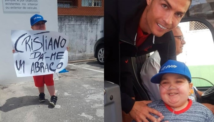 Роналду остановил автобус ради фото с больным лейкемией ребенком