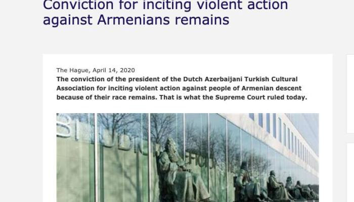 «This judgement is a result of dedicated fight of Dutch-Armenians against manifestations of racism». Tigran Balayan