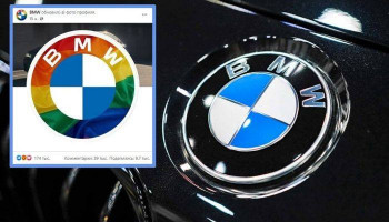 #BMW painted their logo in rainbow colors