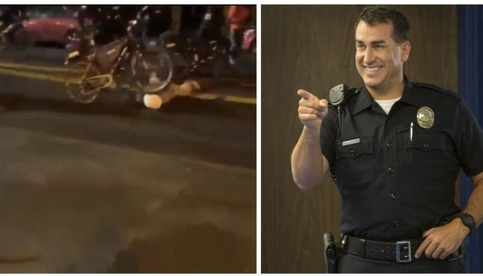 Американский полицейский на велосипеде переехал голову протестующего