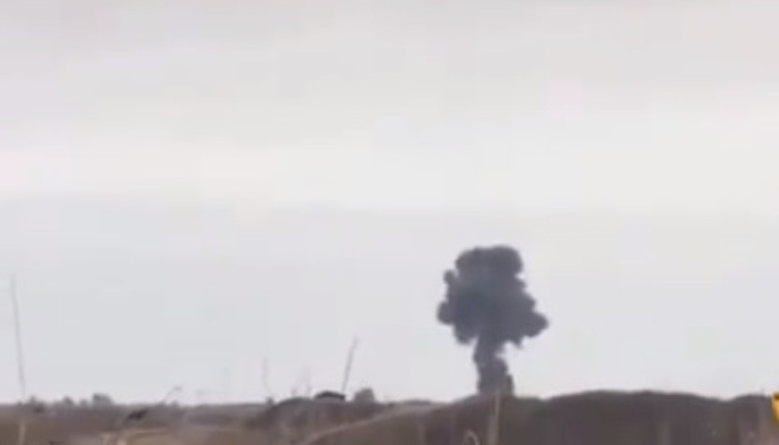 The footage of the destruction of one of the 3 enemy warplanes destroyed by the Defense Army today