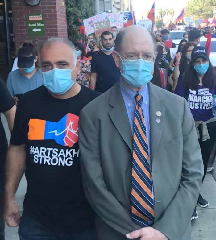Brad Sherman took part in the rally in Los Angeles