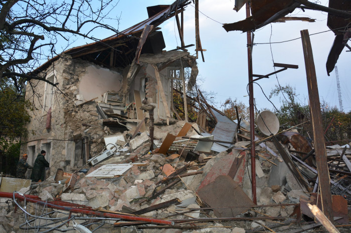 A rocket has landed on a house in Stepanakert, three civilians were killed