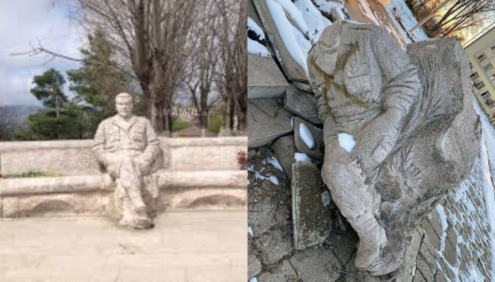 Հակառակորդը պղծել ու գլխատել է սպարապետ Վազգեն Սարգսյանի՝ Շուշիում մնացած արձանը