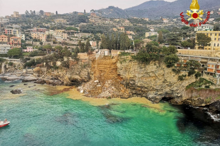The moment a cliff-top cemetery fell into the sea on the Italian riviera