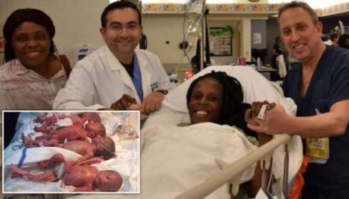 A woman has given birth to nine babies