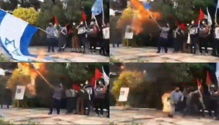 В Иране митингующие решили сжечь израильский флаг и сами едва не сгорели