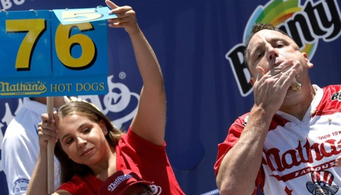 Joey Chestnut eats world-record 76 hot dogs to win Nathan's Famous Fourth of July Hot Dog Eating Contest