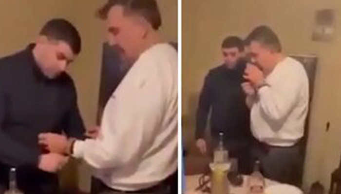 Появилось видео задержания Саакашвили во время застолья