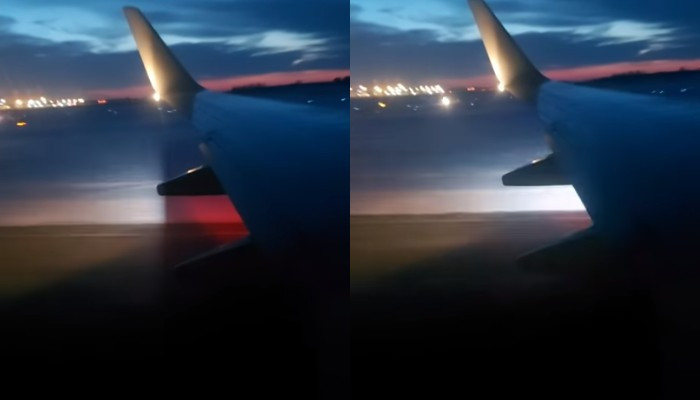 Пассажиры сняли на видео вспыхнувший двигатель взлетавшего в Тюмени лайнера