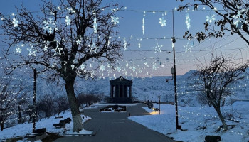 Garni Museum-Reserve is decorated with bright Christmas lights