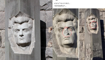 Երևանում պղծել են Արցախի հերոս Լեոնիդ Ազգալդյանի հուշաքարը