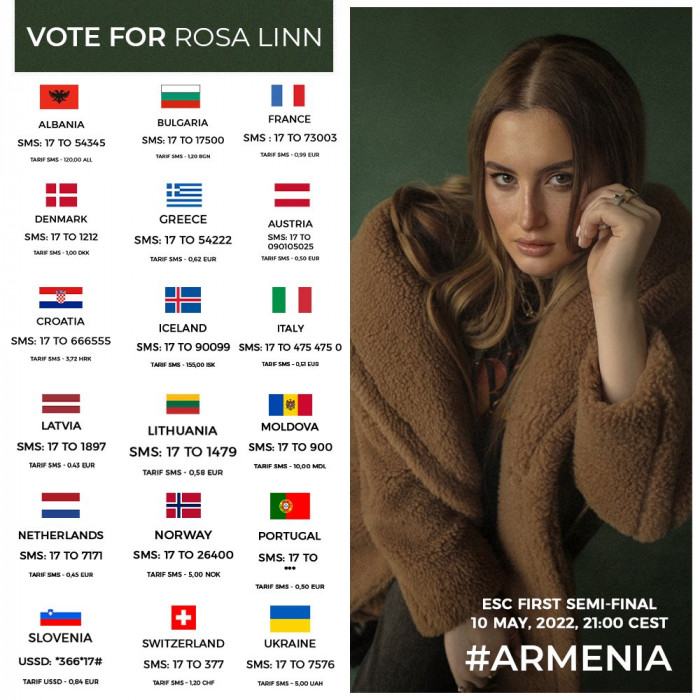 «Եվրատեսիլ-2022»․ Հայաստանը ներկայացնող Ռոզա Լինը ելույթ կունենա մայիսի 10-ին