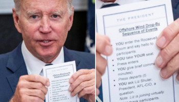 The US president was spotted with a highly detailed 'cheat sheet'