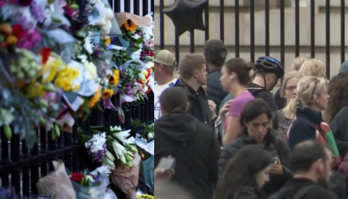 Crowds gather outside Buckingham Palace after The Queen's death