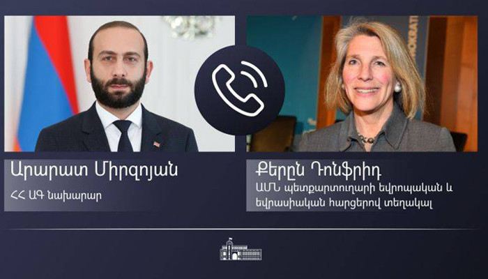 Mirzoyan had a phone conversation with the U.S. Assistant Secretary of State for European and Eurasian Affairs Karen Donfried