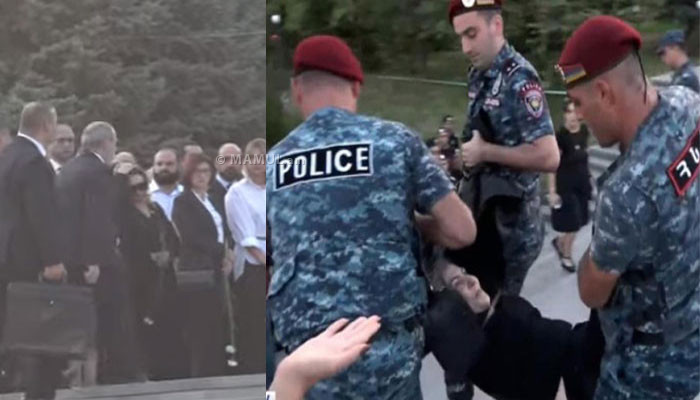В военном пантеоне «Ераблур» полицейские подвергают приводу родителей погибших солдат