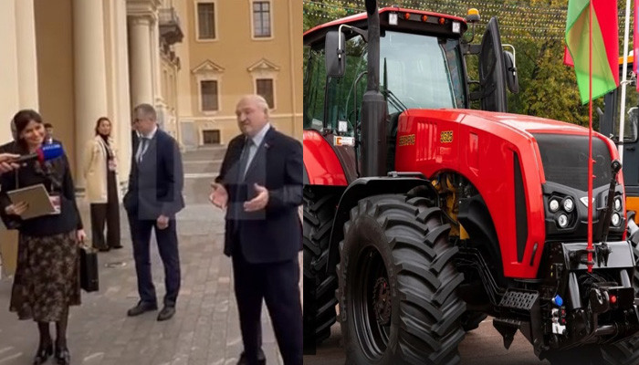 Leader of Belarus gifts Putin a tractor for 70th birthday