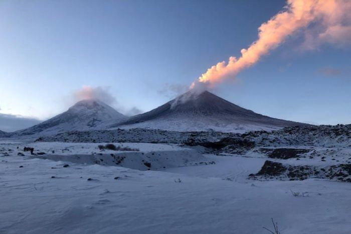 Shiveluch volcano threw out a column of ash to a height of up to 5 km twice in a day