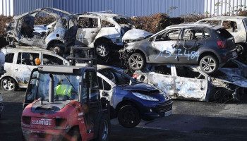 874 cars were torched in France on New Year’s Eve – fewer than in previous years