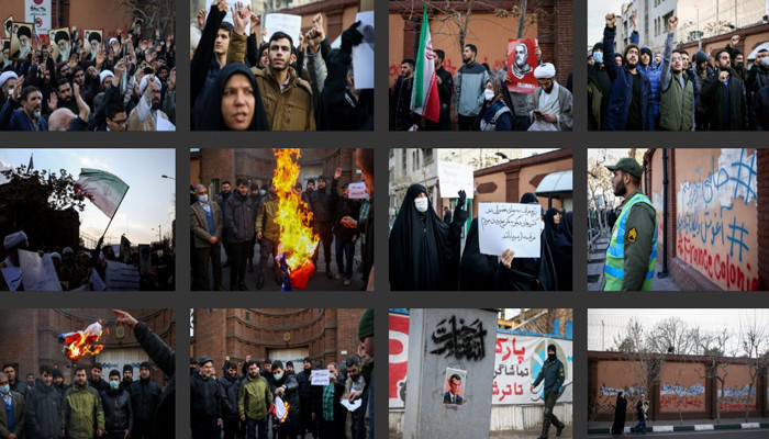 Протесты у посольства Франции в Тегеране