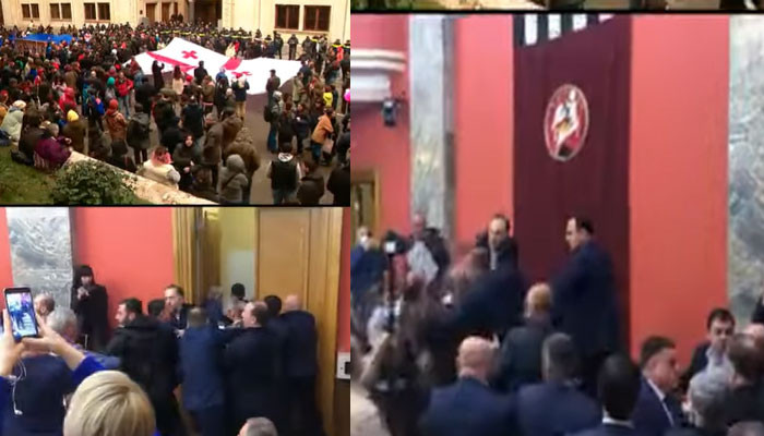 A fight broke out in Georgian parliament